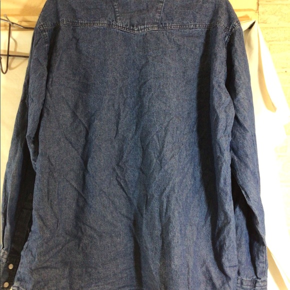 Cool Mens Sz L BLACK CANYON OUTFITTER Darker Wash Pearl Snap Front Denim Shirt - Picture 8 of 11